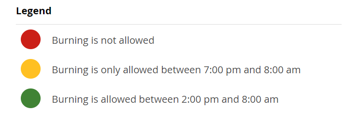 Stop light guide for burning restrictions 