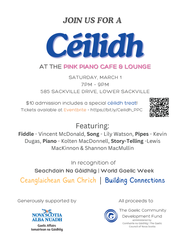 A poster of a Ceilidh event in Lower Sackville. 