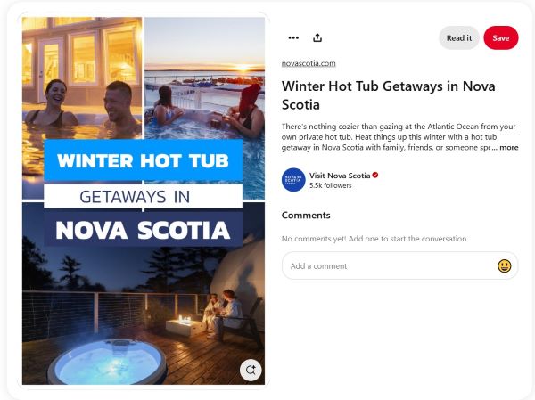 Hot Tub Getaways digital ad for TNS