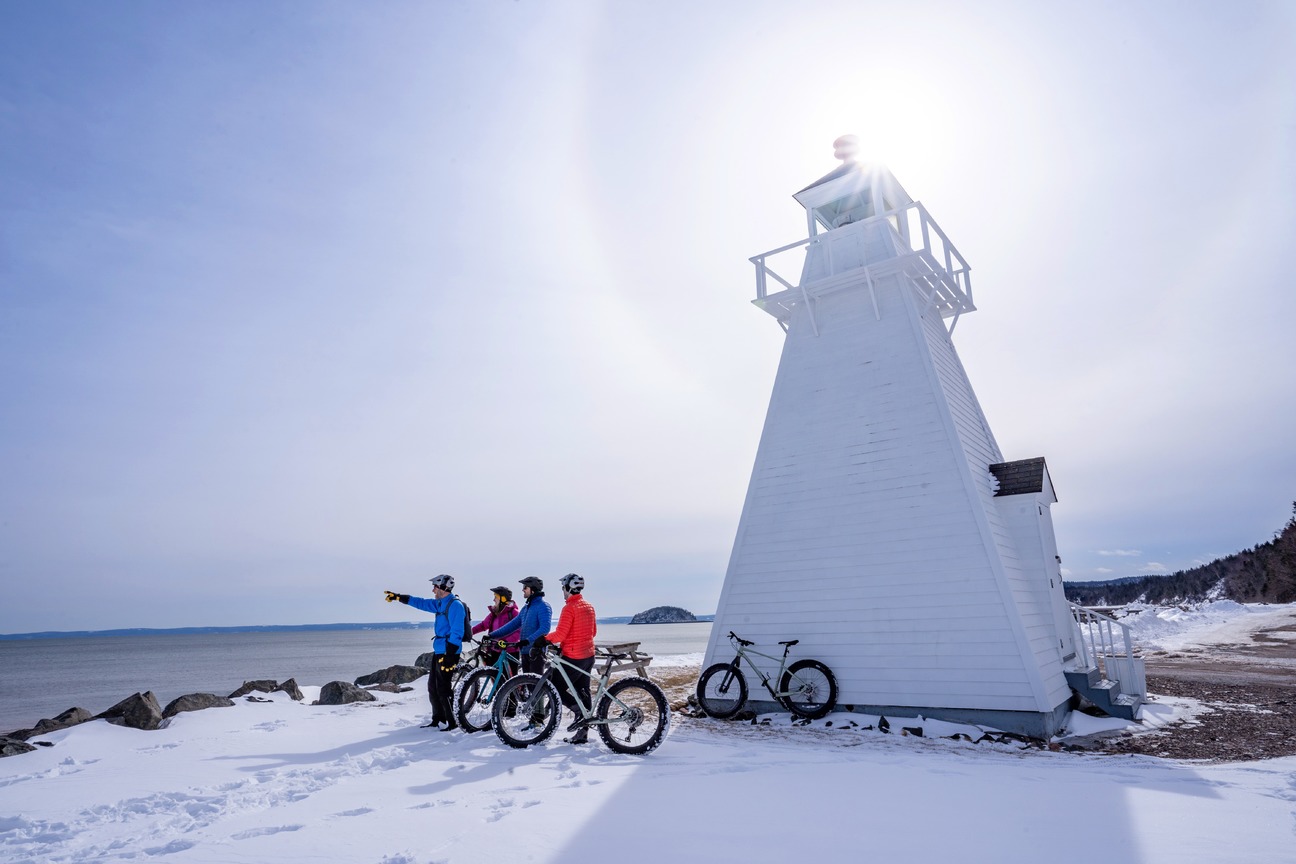 Fat biking at Spencer's Island Lighthouse